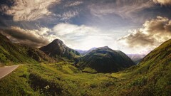 clouds Mountains road Scotland sky nature landscape