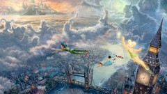 Clouds Movies children London Big Ben pirates Peter Pan flying 