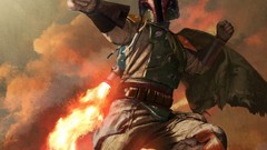 Clouds Movies Guns star wars science fiction boba fett artwork 