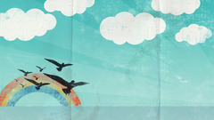 Clouds multicolor Birds rainbows