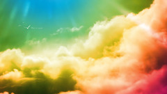 Clouds multicolor Birds rainbows