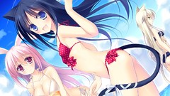 Clouds navel blush blue hair pink hair long hair pink eyes blue 