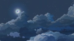 Clouds night Stars moon