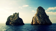 Clouds ocean rocks skies HDR Photography rock formations