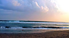 Clouds ocean sands Beaches waves blue skies