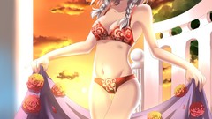 Clouds paintings navel blanket drawings anime girls lingerie 