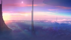 Clouds paintings science fiction concept art digital art scenic 