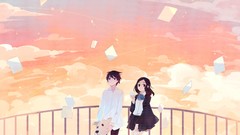 Clouds paper skirts long hair anime girls school uniforms short 