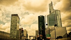 Clouds Paris France buildings cities skies cityscapes La Defense
