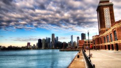 Clouds piers cityscapes