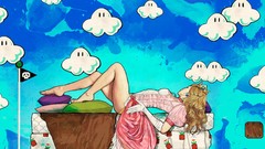 Clouds pink woman nintendo Super Mario legs princess peach 