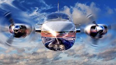 Clouds plain flying skies