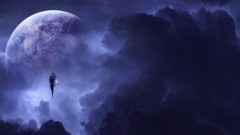 Clouds planets digital art futuristic