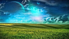 Clouds planets grass