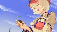 Clouds Plants dress grapes hats goddess red eyes fruits 