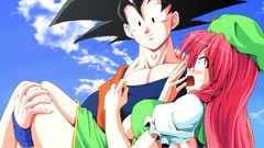 Clouds red Anime blush long hair anime girls blue eyes braids 