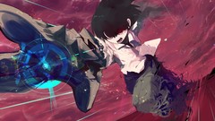 Clouds red eyes male anime girls black eyes