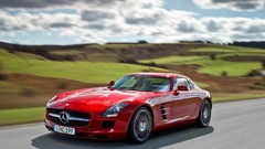 Clouds red roads Mercedes-Benz sls amg muscle cars skyscapes