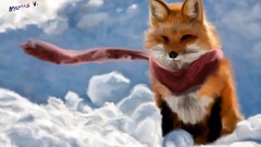 Clouds red scarfs foxes