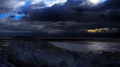 Clouds rocks Beaches skyscapes