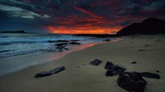 Clouds rocks Beaches skyscapes