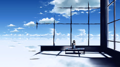 Clouds ruins window bench