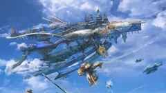 Clouds ships Anime skies battles fantasy art