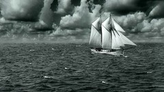 Clouds ships monochrome sailing ships