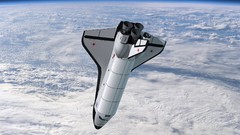 Clouds shuttle spaceships outer space