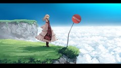 Clouds signs dress cliffs garnet touhou yakumo yukari stop signs
