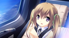 Clouds sky Anime brown blondes long hair anime girls game cg 