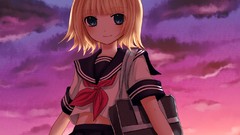 Clouds sky blue eyes school uniforms vocaloid seifuku kagamine 