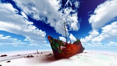 Clouds sky Boats scenic shipwrecks deserts wrecks Original 