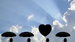 Clouds sky collage Men hats sun rays