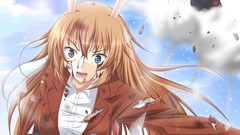 Clouds sky woman blood Anime brown blue eyes nekomimi animal 