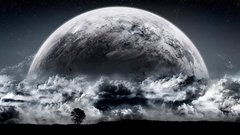 Clouds skylines moon