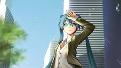 Clouds Skyscrapers tie schoolgirls buildings jackets skirts 