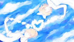 Clouds sleeping bows vocaloid kagamine len kagamine rin