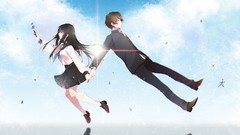 Clouds socks skirts anime girls blue eyes brunettes school 