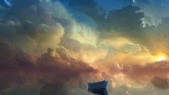 Clouds sun moon Boats