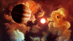 Clouds sun outer space