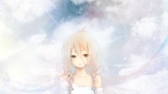 Clouds tears blondes brown eyes crying braids vocaloid ia 