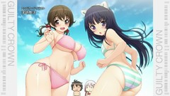 Clouds text ass Chibi blush pink hair anime girls brown eyes 