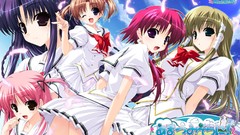 Clouds text feathers Ribbons schoolgirls bows outdoors blondes 