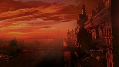 Clouds tower Bridges planets buildings science fiction skies 