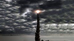 Clouds track rise rocket skies