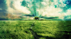 Clouds tree field planet Photoshop Art