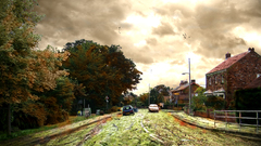 Clouds Trees cars buildings