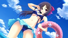 Clouds tube Anime brown pink eyes anime girls game cg bikini 