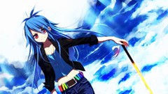 Clouds weapons Anime red eyes blue hair anime girls touhou 